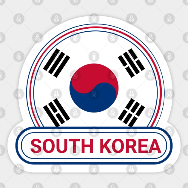 South Korea Country Badge - South Korea Flag Sticker by Yesteeyear